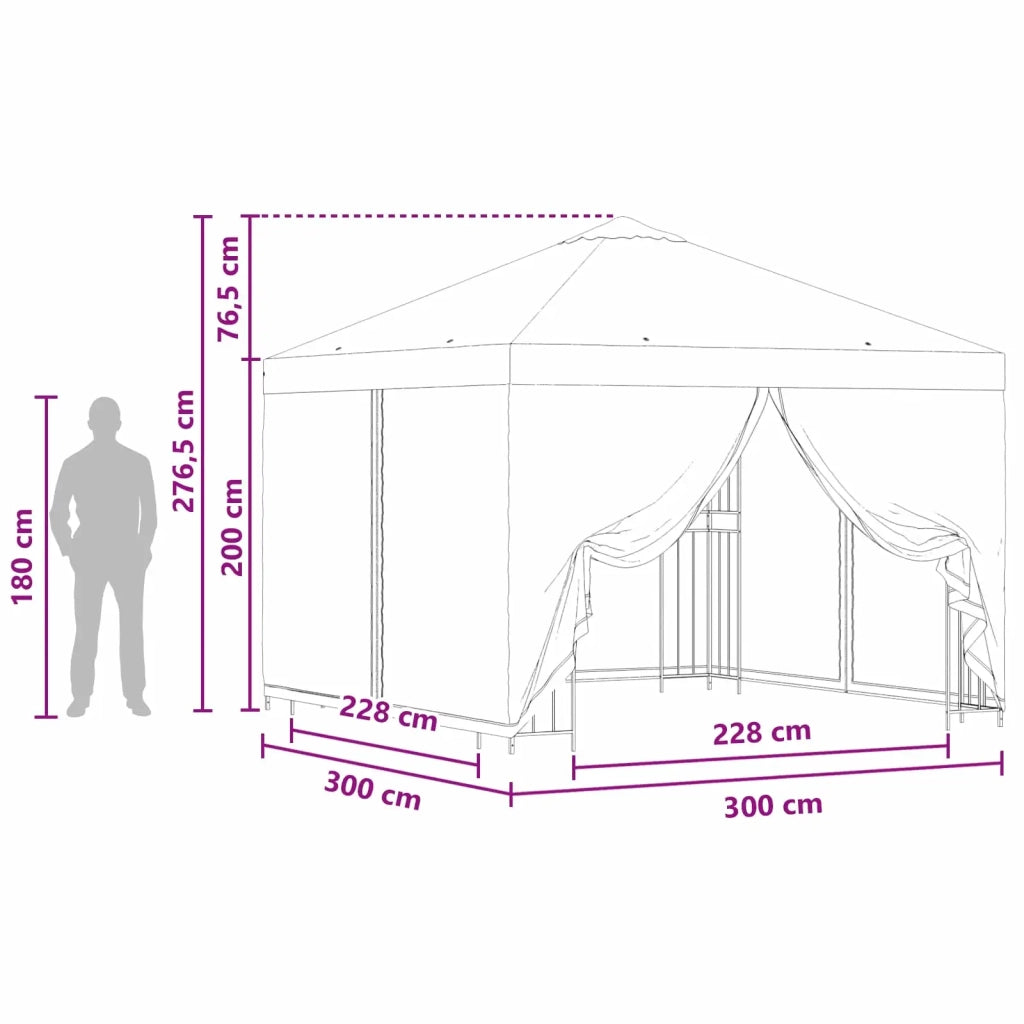 Gazebo da giardino con pareti laterali 3 x 3 m Giallo