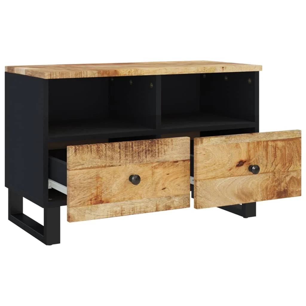Mobile TV multimediale scaffale TV credenza TV sala da pranzo soggiorno camera da letto 70 x 33 x 46 cm legno massello di mango nero 02_0026182