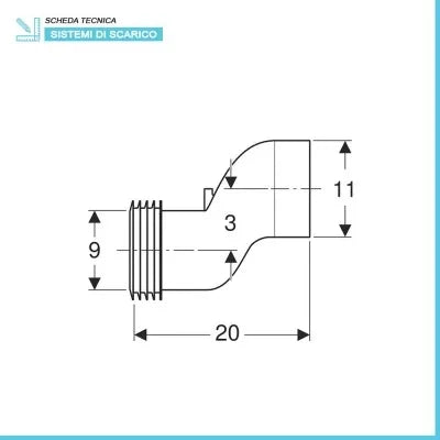 Kit raccordo eccentrico Geberit per vaso sospeso 3 cm
