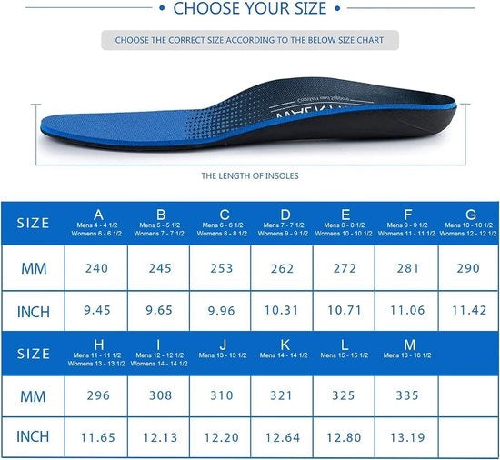 Zoccoli per il trattamento della fascia plantare - Supporto arcuato per ortesi - Inserzione per piedi piatti con arcata alta - Riduzione del dolore ai piedi - Blu