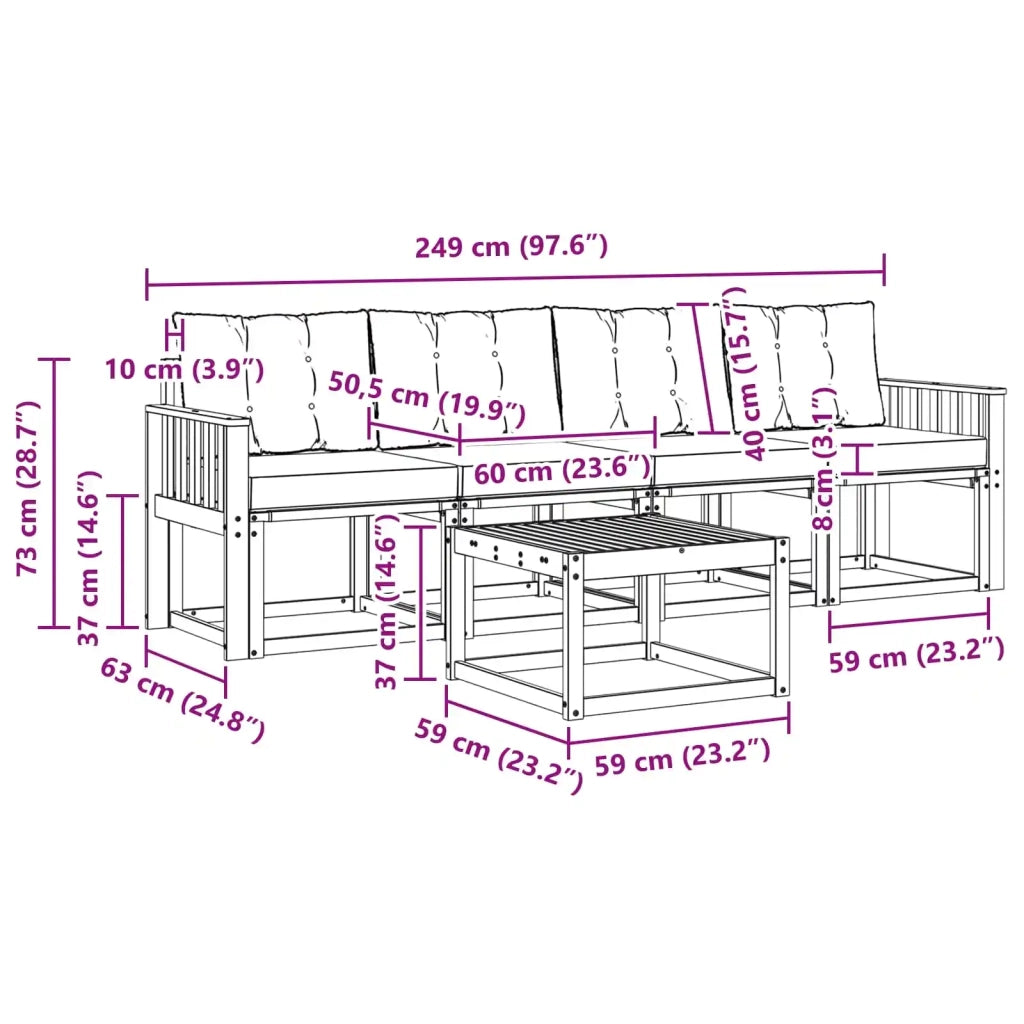 Set di divani da esterno 5 pz Bianco e Beige 3389187
