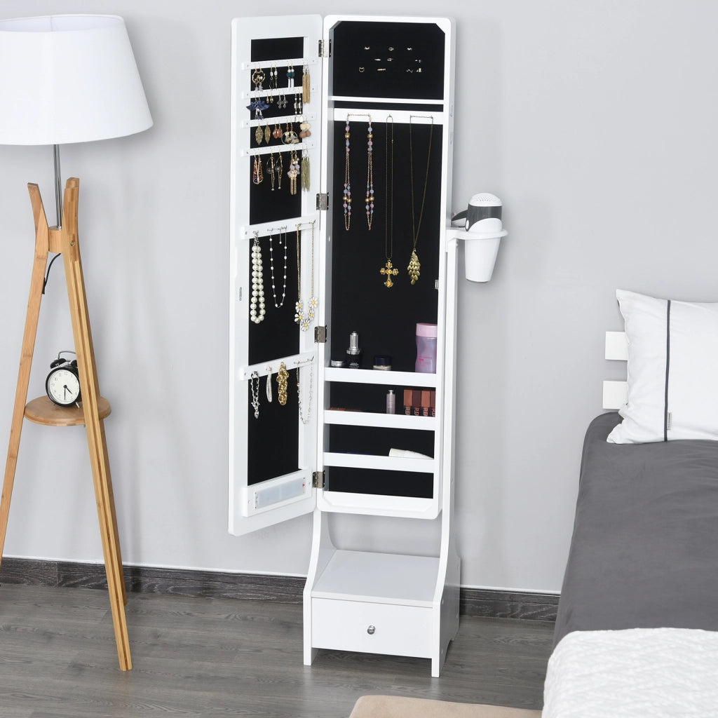 Armadio Portagioie Specchio e Luci LED Regolabili con Interruttore Touch
