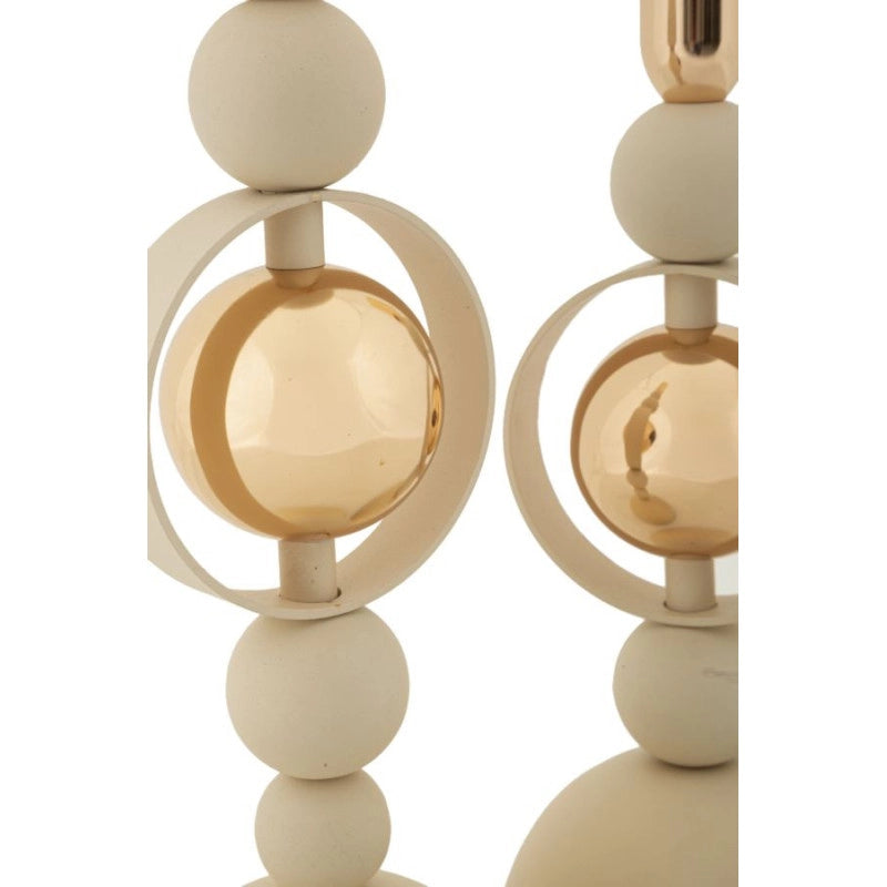 Porta Cand Saturno Crema Set 2 Pz cm ø 10x27-10x33