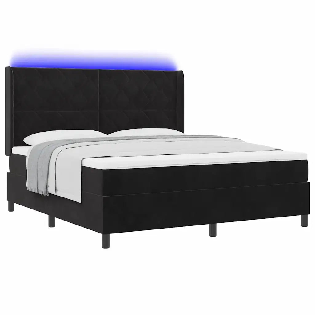 Letto a molle con strisce LED Nero 180 x 200 cm Velluto 3343936