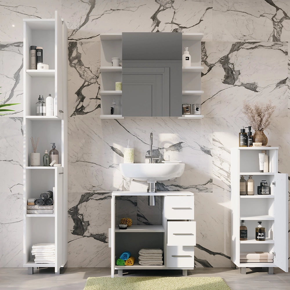 Vicco Set di mobili da bagno Bianco 4 parti