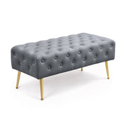 Panca imbottita in velluto trapuntato 100 cm MONACO Grigio Scuro