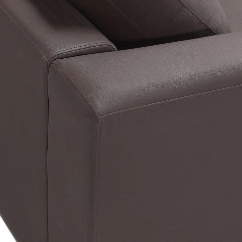 Divano ad angolo imbottito in pelle marrone con orientamento a versione sinistra a forma di L