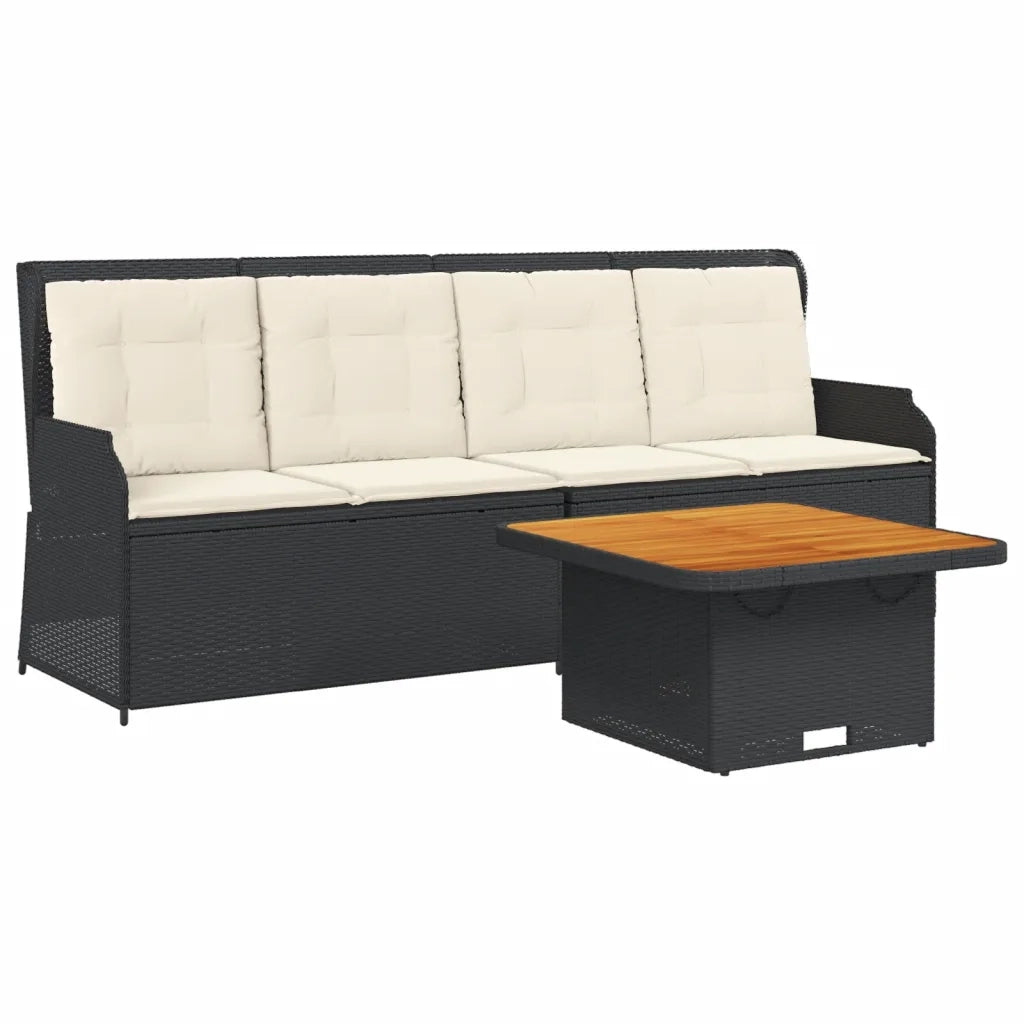 vidaXL Set Divani da Giardino 3 pz con Cuscini Nero in Polyrattan