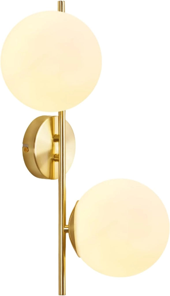 ZMH Applique da parete moderna per interni lampada da parete in oro con paralume in vetro E27 camera da letto corridoio