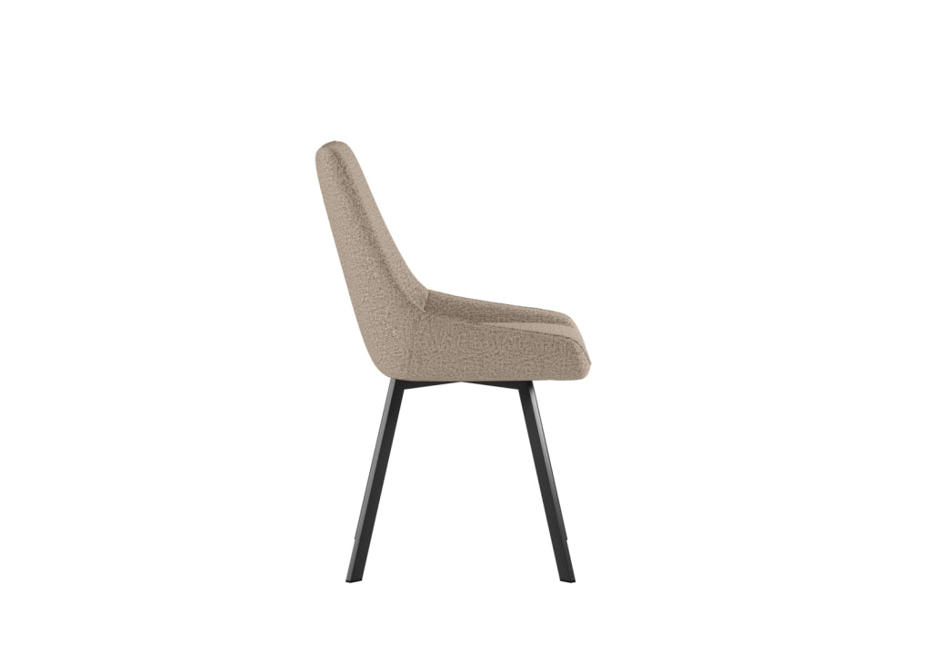 Sedia da interno Fox con seduta e schienale in microfibra color Beige, struttura in metallo resistente, design moderno - Fox