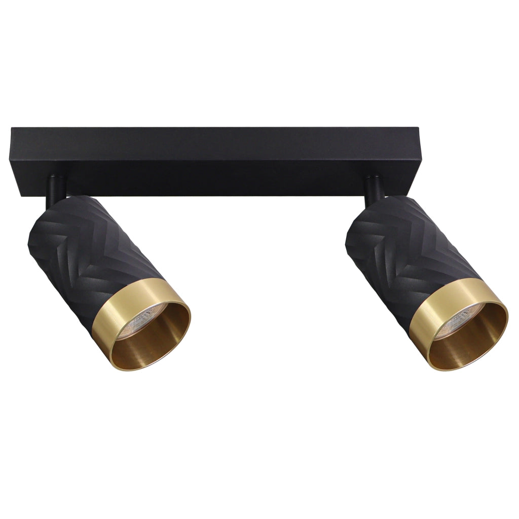 Lampada parete/soffitto 2 luci nero oro GU10 Arras Polux