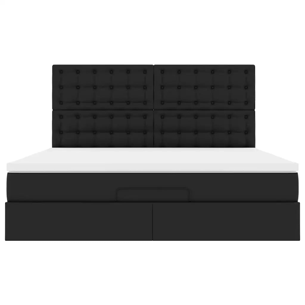 Struttura Letto Pouf con Materasso Nero 160x200 cm Similpelle 3313011