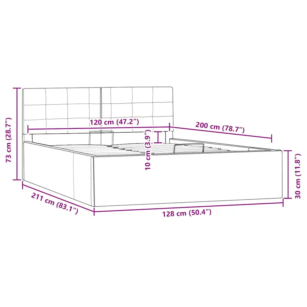 Giroletto con Contenitore Idraulico Grigio Similpelle 120x200cm 285524