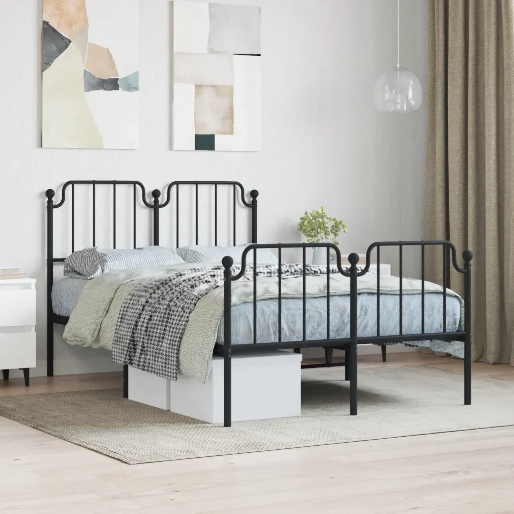 Giroletto con Testiera e Pediera-Struttura Letto Metallo Nero 120x200 cm 369354
