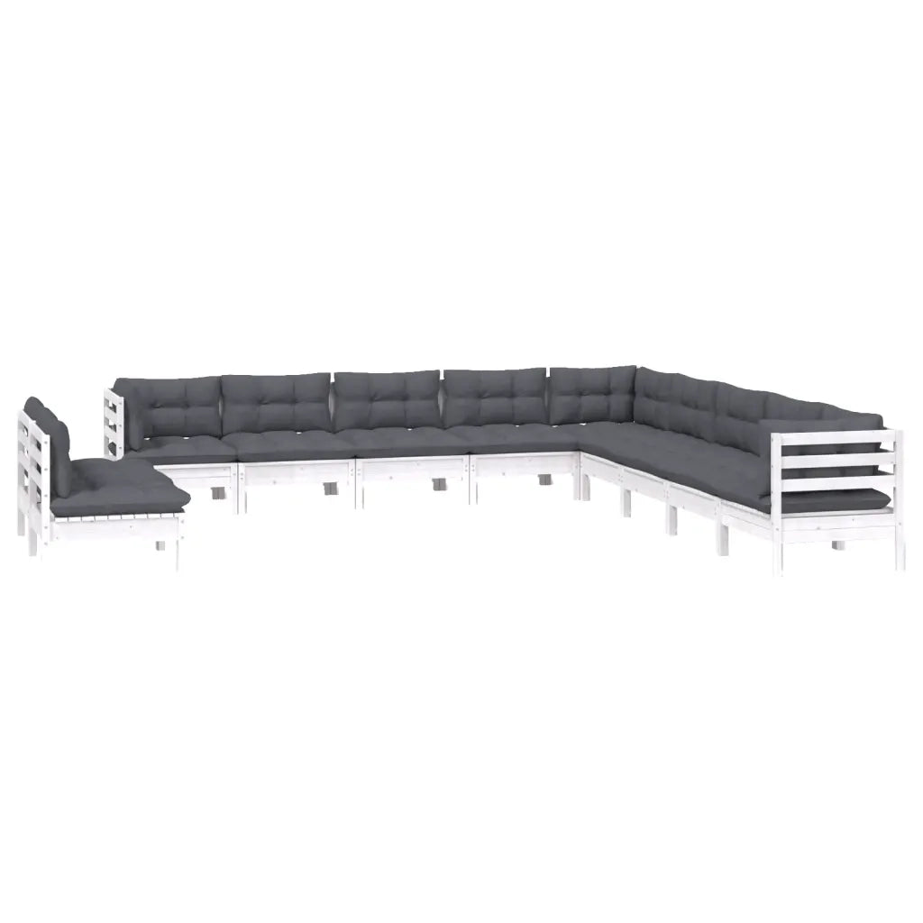 Set Divani da Giardino 11 pz con Cuscini Bianchi Legno di Pino cod mxl 44417