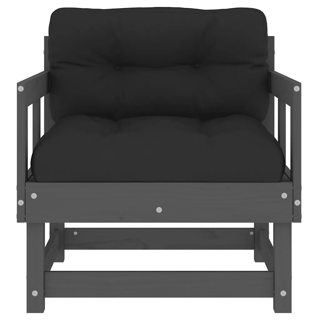 Sedie da Giardino con Cuscini 2pz Legno Massello di Pino Grigio 825445