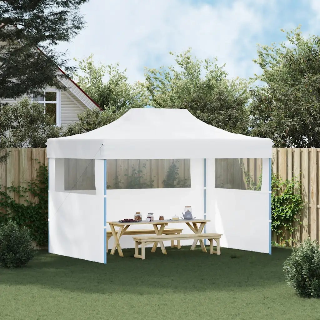Gazebo Professionale Pieghevole 3 Pareti 3x4m Acciaio Bianco