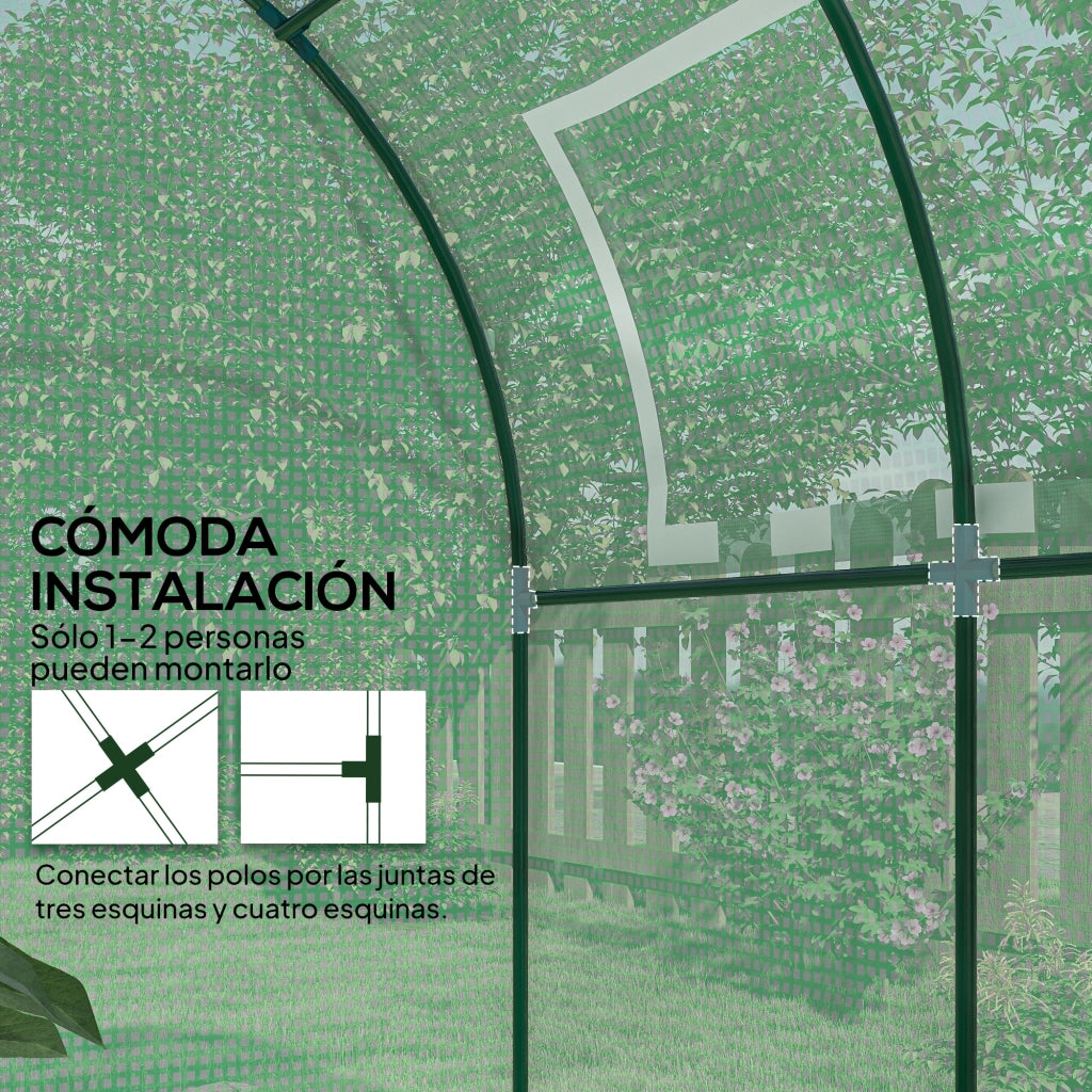 Serra da Giardino a Tunnel 180x180x200 cm ¨C Xylo ¨C con Porta Arrotolabile e Finestra in Rete Verde