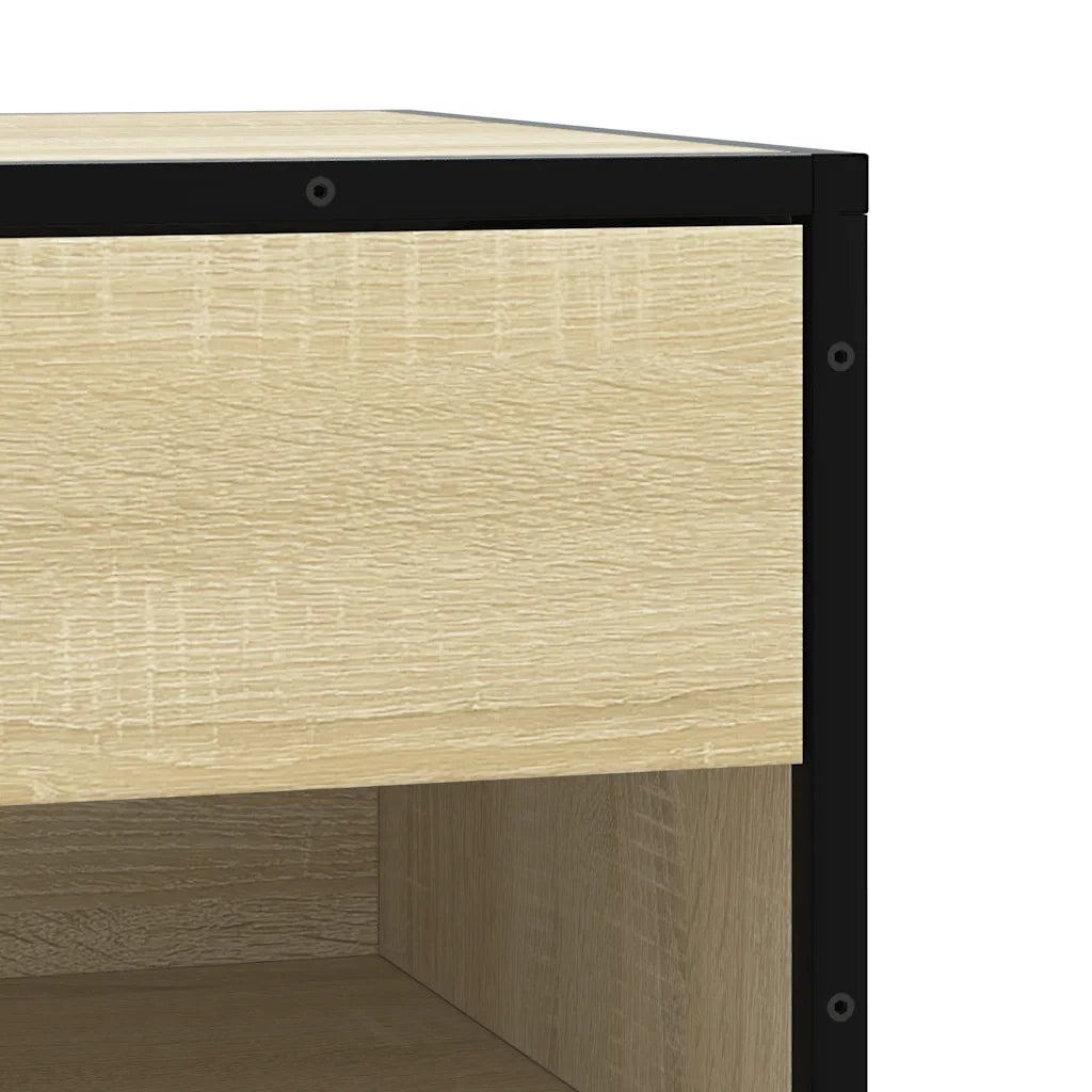 Panca Portaoggetti Rovere Sonoma Legno Multistrato e Metallo