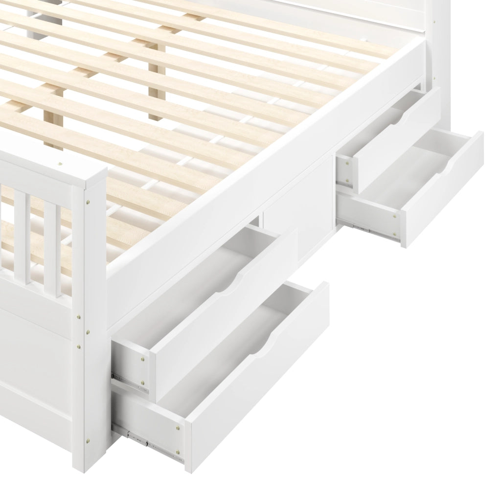 Letto matrimoniale 180x200 cm con LED, testiera contenitiva e 4 cassetti