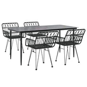 Set da pranzo da giardino in resina nera 5 pezzi in vimini 02_0014783