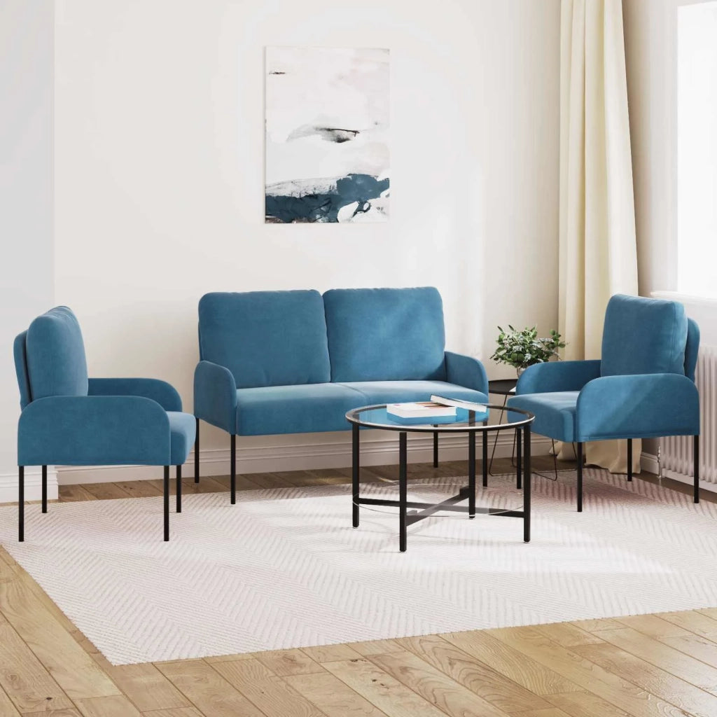 Set divani 3 pcs Blu 115 x 56 x 80 cm Legno compensato 3406216