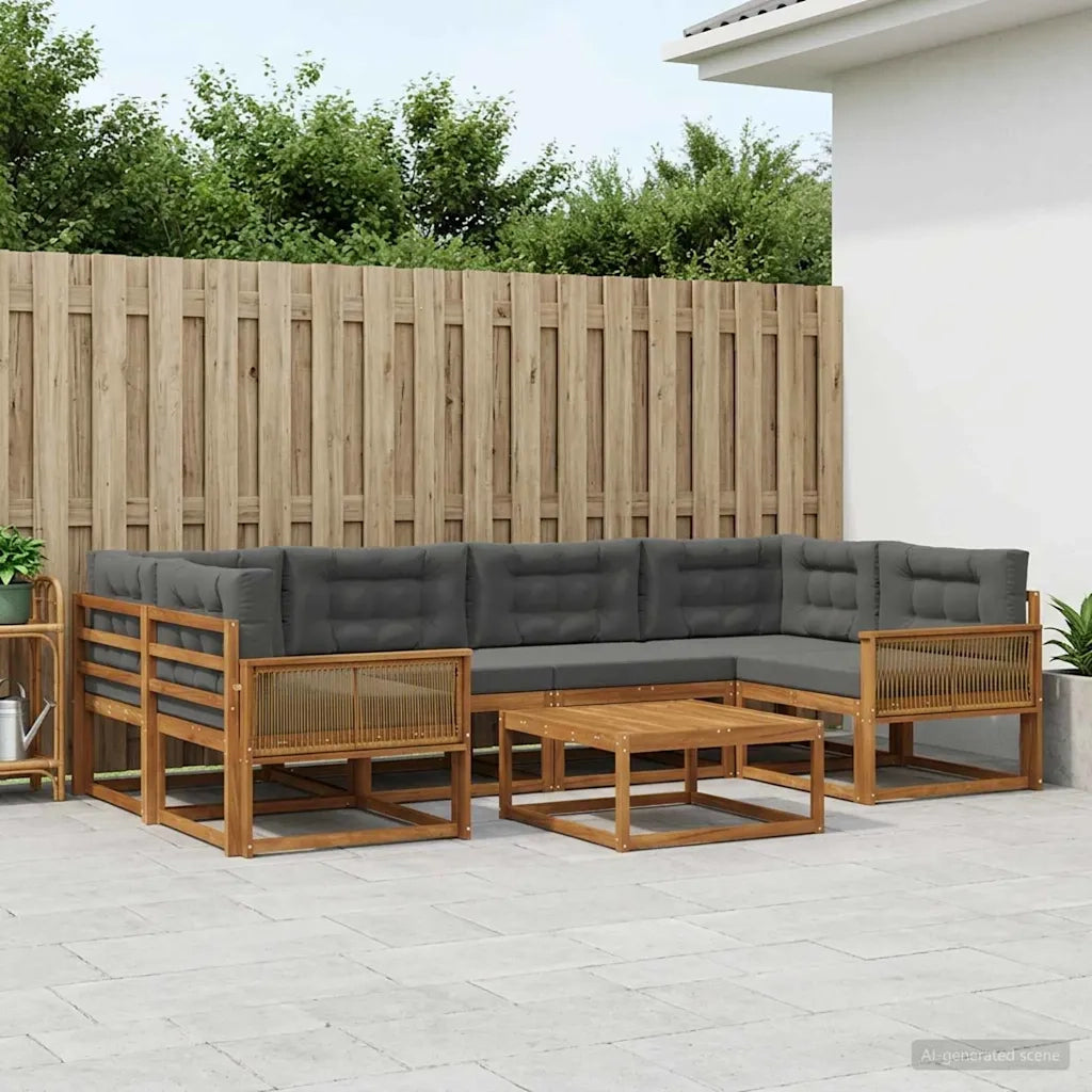Set di divani da esterno con cuscino 7 pcs Naturale e Antracite 3382390