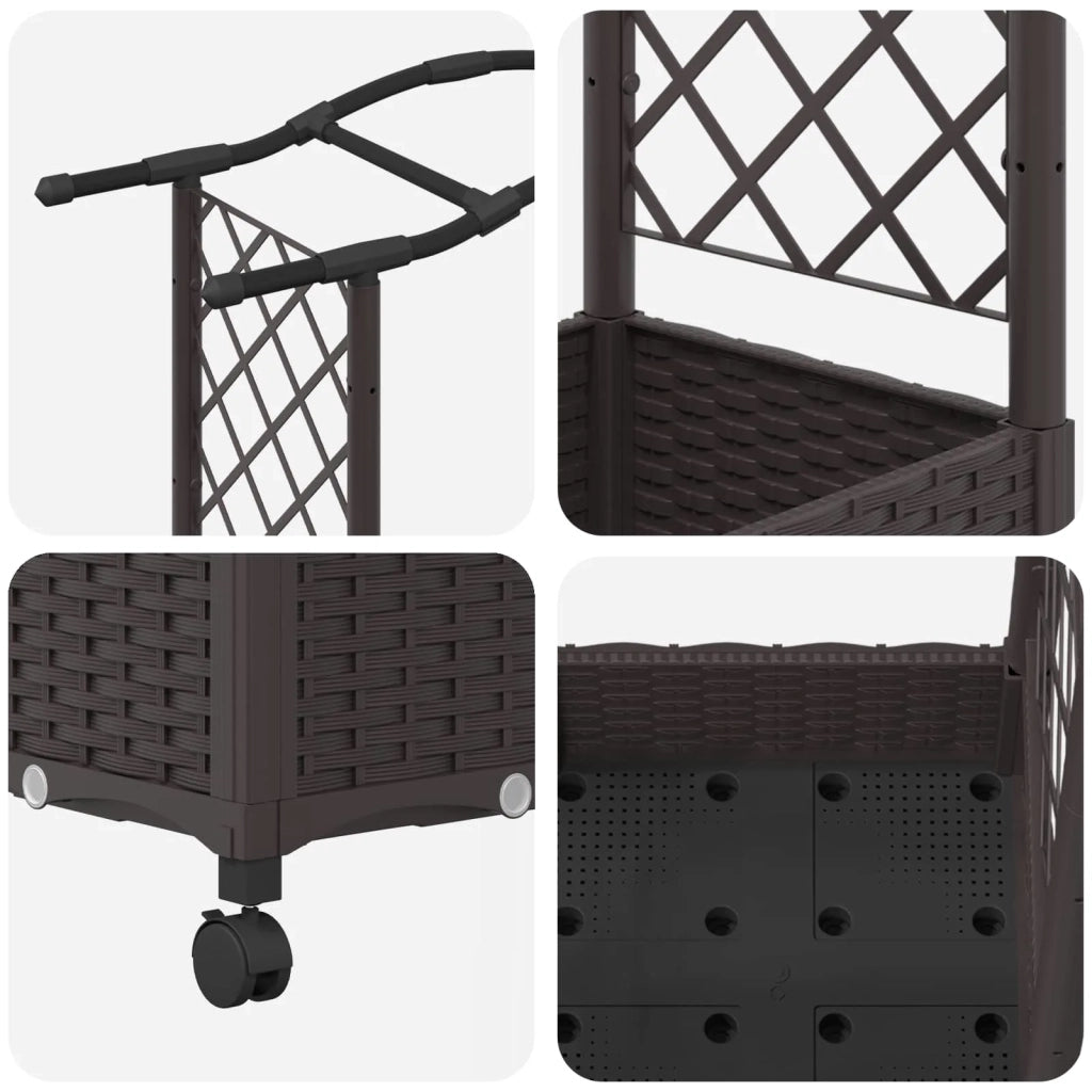 Letto Rialzato con Griglia e Tetto Marrone 124 x 40 x 129 cm PP 3423009