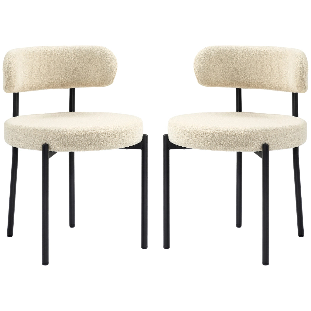Set di 2 sedie da pranzo con schienale in tessuto e gambe in metallo ¨C zephmum ¨C beige nero 51x51x76 cm