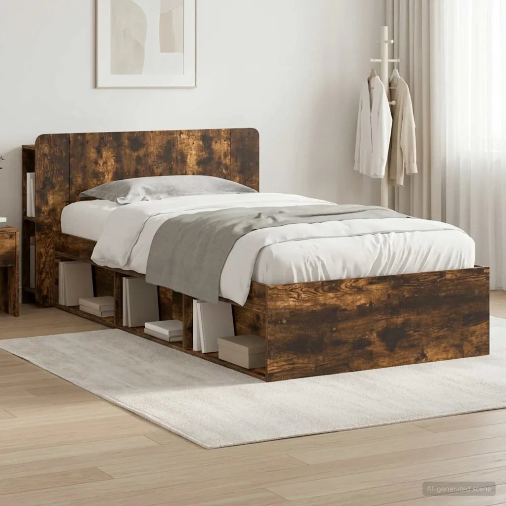Telaio del letto con storage Rovere Fumo 75 x 190 cm