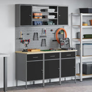 Mobile da lavoro 7 pcs Nero Legno ingegnerizzato e acciaio 3321430
