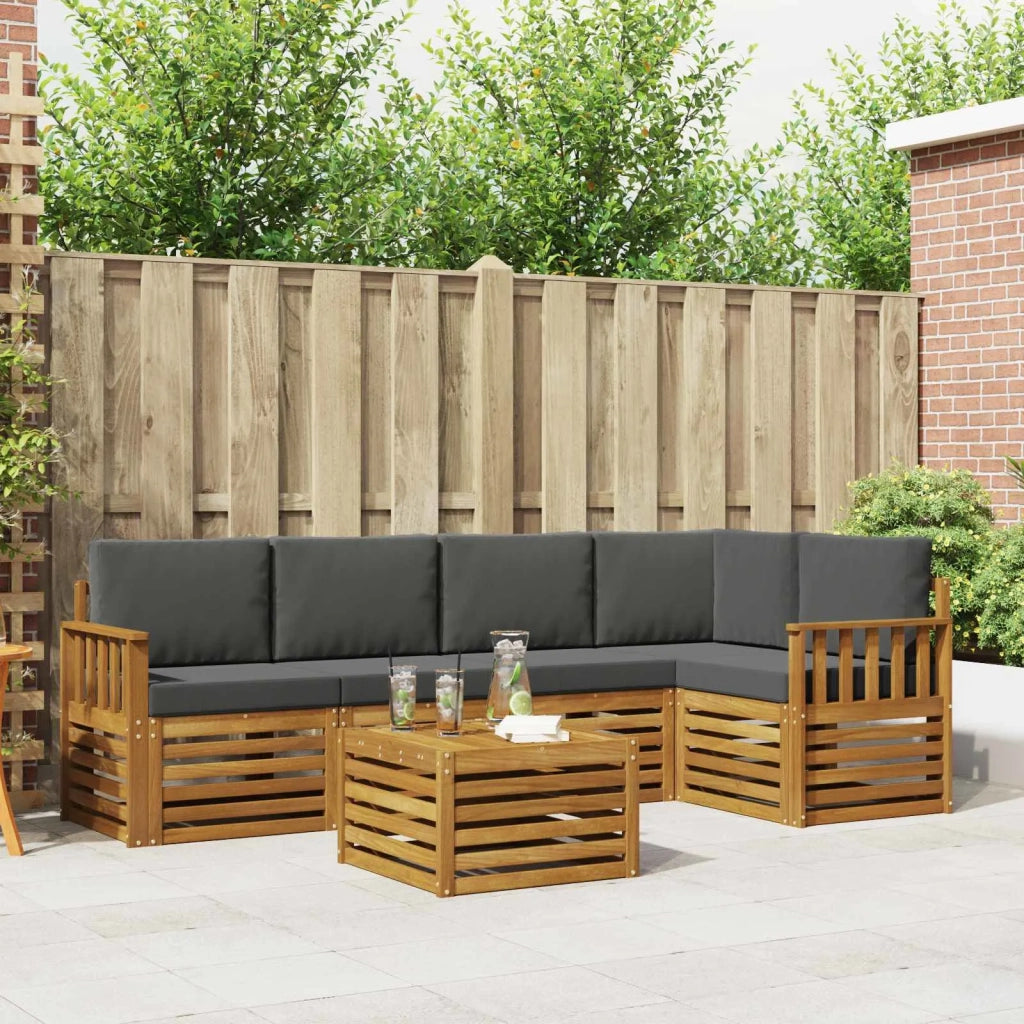 Set divano sezionale con cuscino 6 pcs Naturale e Antracite