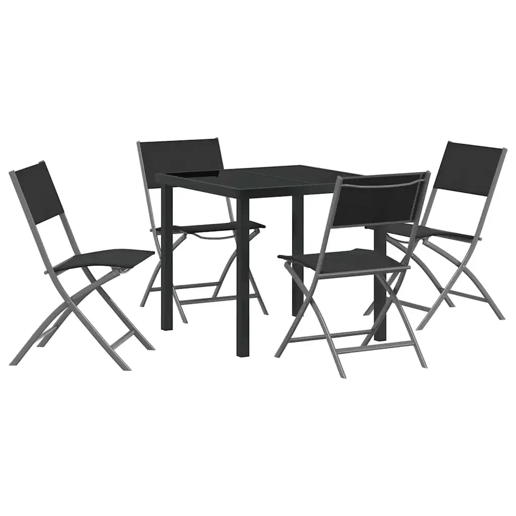 Set da Pranzo per Giardino 5 pcs Nero