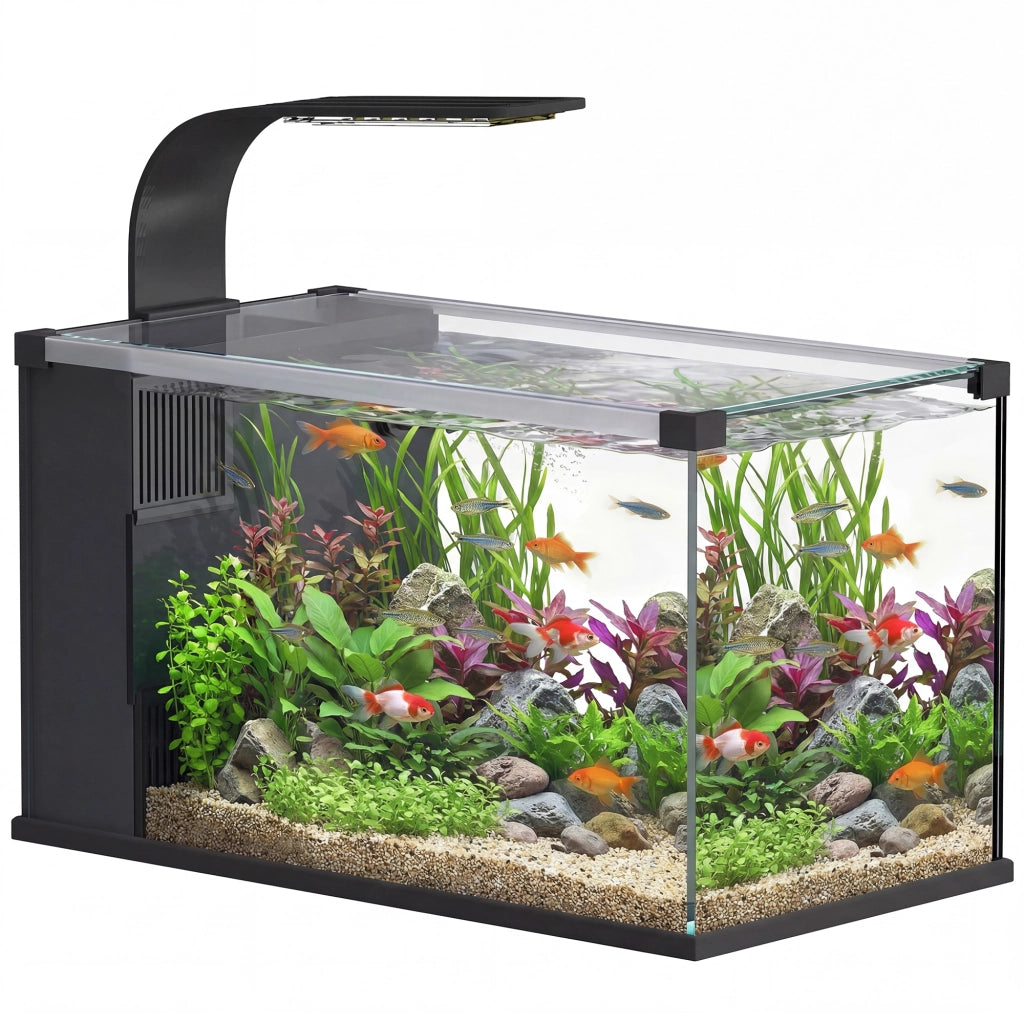 Acquario Vetro Temperato 24 Litri con Filtro, Luce LED e Pompa ¨C zephmum ¨C 24L