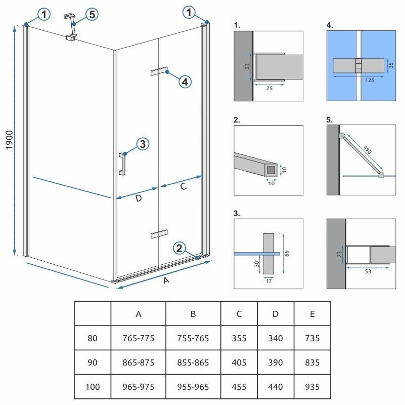 Cabina Doccia Rea Molier Chrom 80x80
