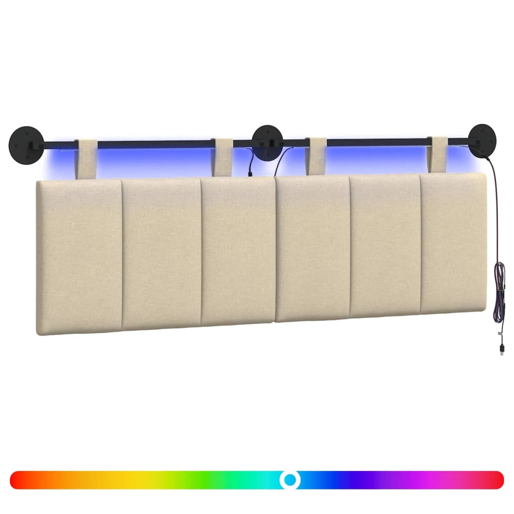 Testiera | Testata sospesa Con luce LED Crema Tessuto