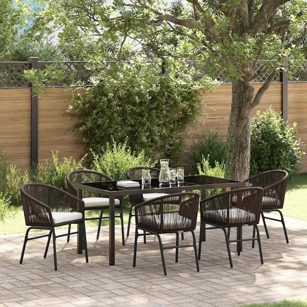 Set da Pranzo per Giardino 7 pcs Marrone