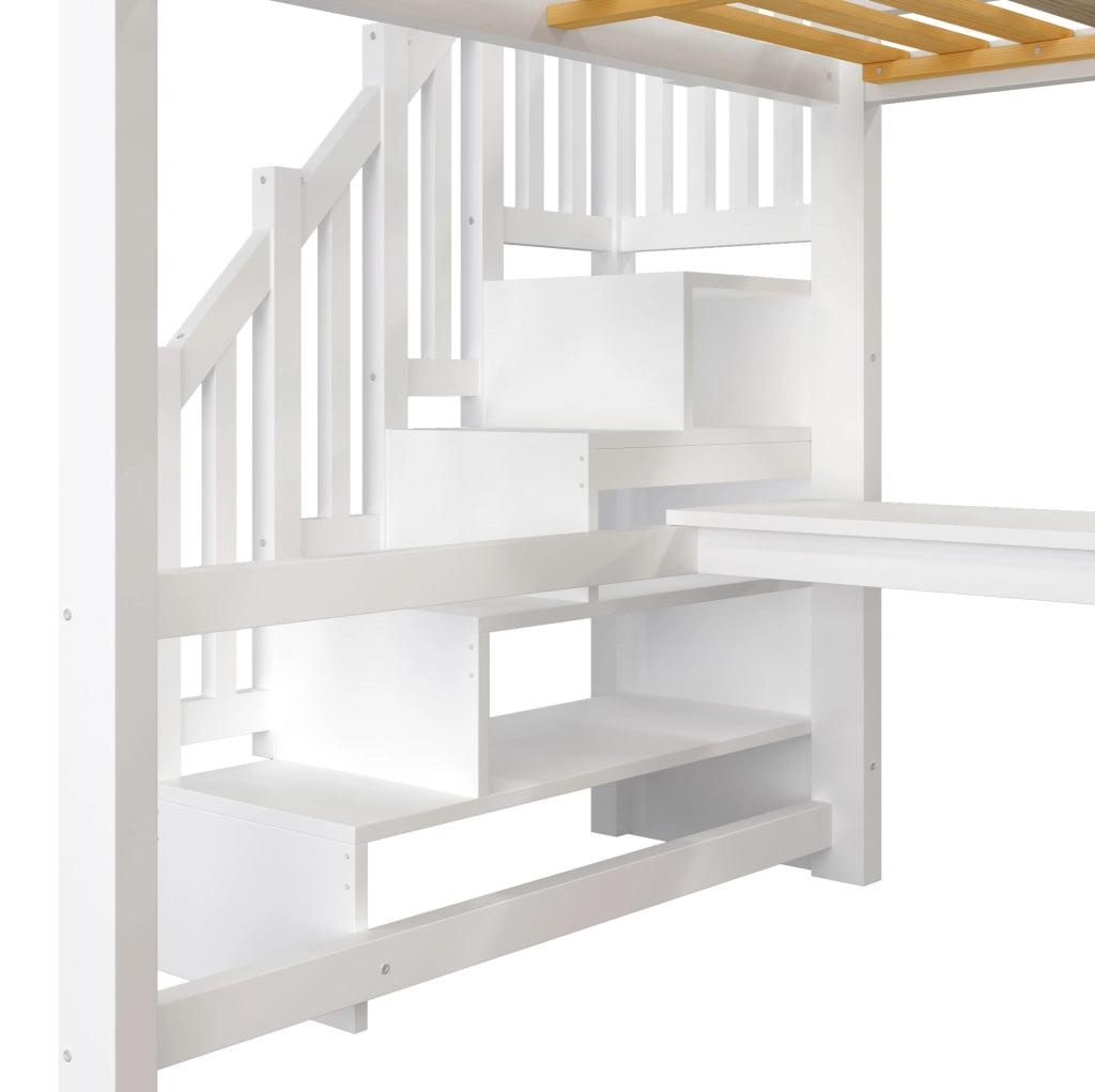 Letto a soppalco 140x200 cm con scrivania, armadio e LED