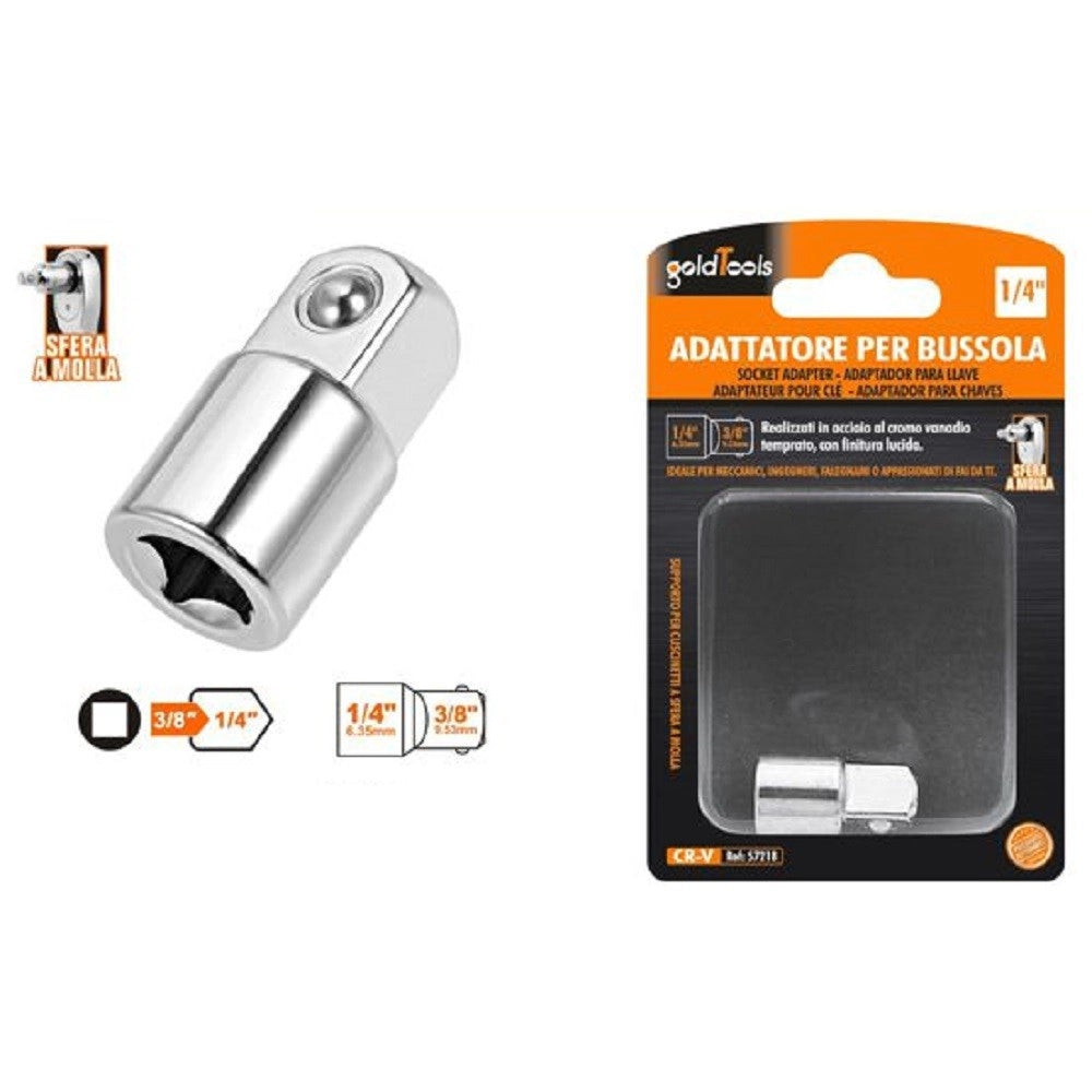 Trade Shop - Adattatore Attacco Quadrato 3/8" Per Chiavi A Bussola 1/4" Sfera A Molla 57218 -