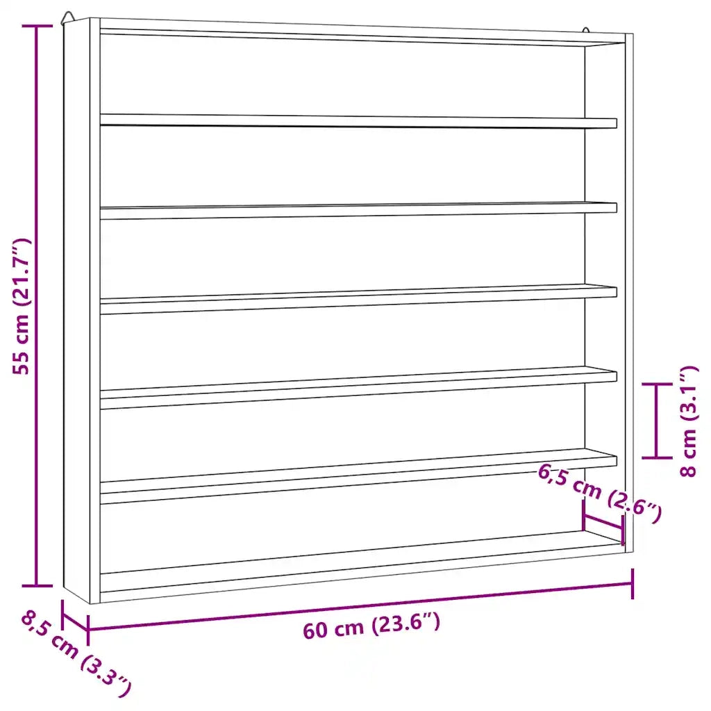 Teca da Collezione in Legno con 6 Ripiani 60x8,5x55 cm CFW9789620