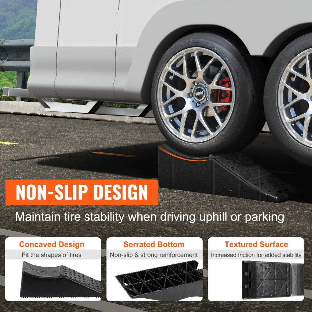 Set 2 Pezzi Rampe di Accesso per Auto a Basso Profilo in PP, Rampe di Sollevamento 14 cm per Garage e Officina TS924x2