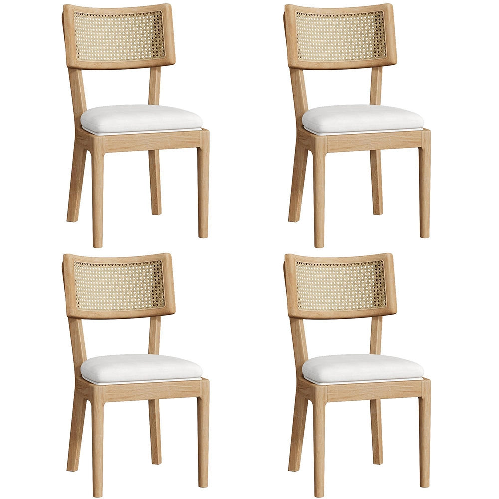 Set 4 sedie da pranzo - Xylo - legno e rattan colore lino/legno