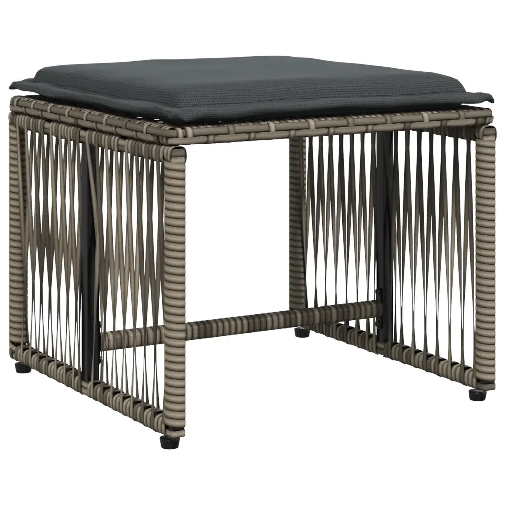 Set da Pranzo da Giardino 7 pz con Cuscini in Polyrattan Grigio 369011