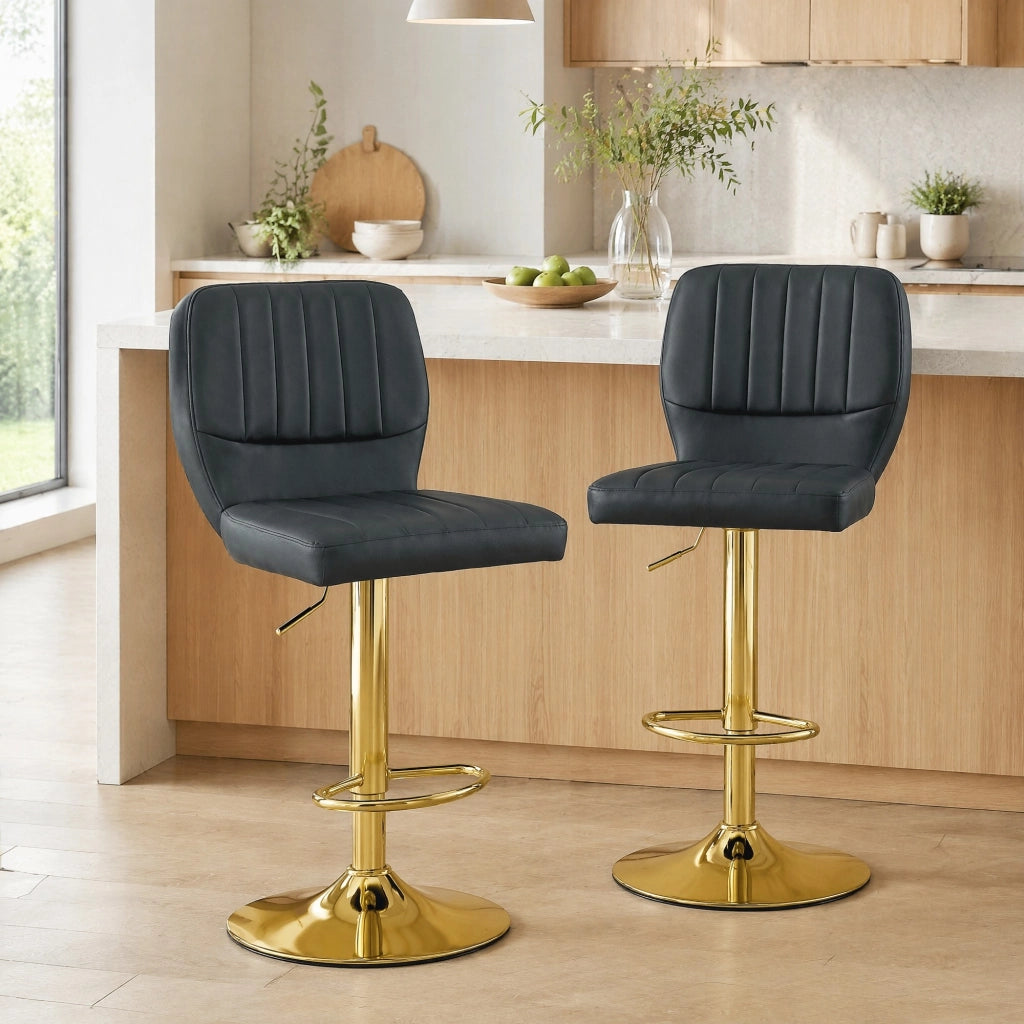 SGABELLO BAR Regolabile 62-83 cm Girevole 360° Nero/Oro