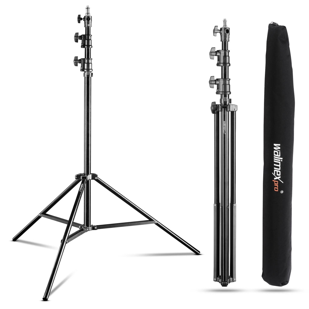 AIR 290 Deluxe Set 2 stativi per luci, altezza max 290 cm, cavalletto fotografico per flash con capacità di carico di 7 kg, treppiede per studi fotografici e outdoor