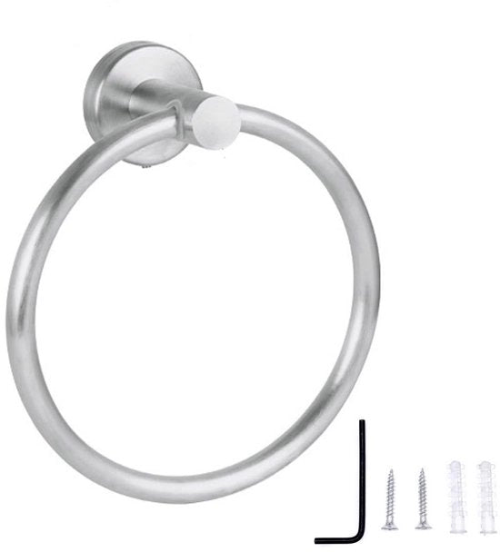 Sostegno per Asciugamano Ronde Design 16 cm - Anello per Asciugamano - Acciaio Inossidabile - Montaggio a Parete - Stile - 180 Gradi Rotativo