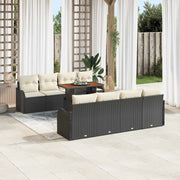 Set Divano da Giardino con archiviazione 9 pcs Nero Poly Rattan 3358168