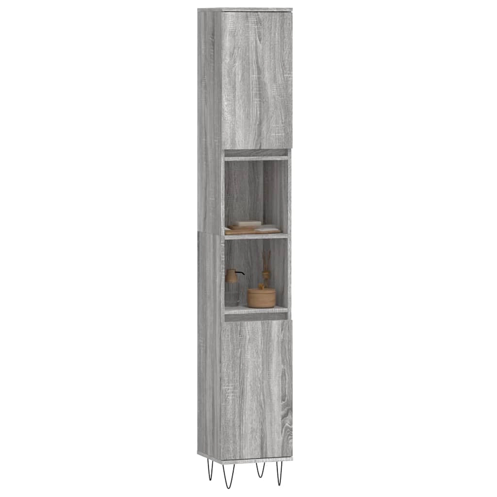 Armadietto Bagno Grigio Sonoma 30x30x190cm in Legno Multistratocod mxl 87813