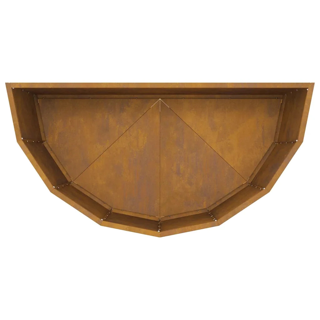 Fioriera semicircolare moderna per esterni 90 x 45 x 50 cm stile contemporaneo in acciaio arrugginito 02_0052956
