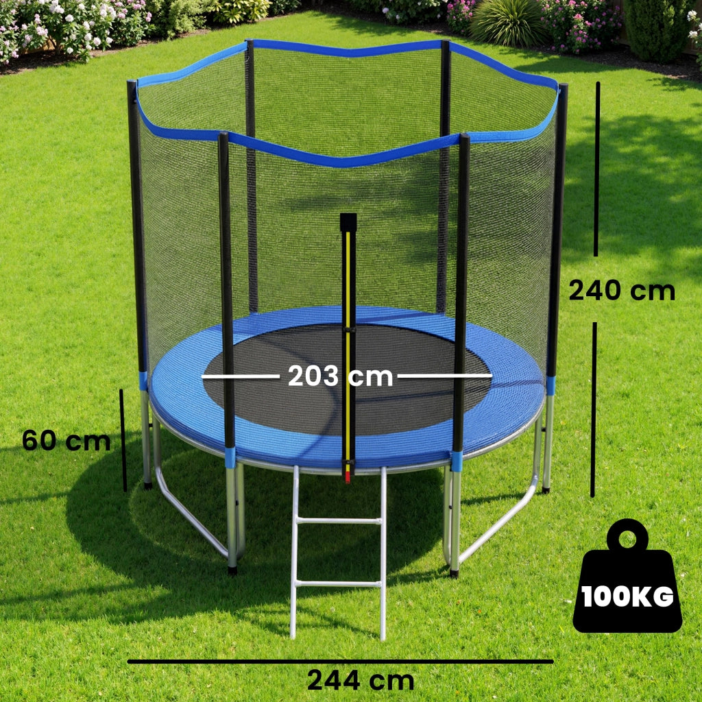 Trampolino Giardino con Rete di Protezione e Scala ¨C Zephmum ¨C 244 cm